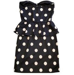 A'gaci Retro Polka dot Peplum Strapless Bodycon Cocktail Dress. 